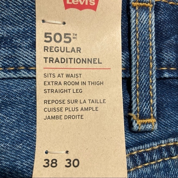 LEVI’S 505 Regular Straight  Leg 100% Cotton 12” Rise Sz 38 x 30 NWT - Picture 6 of 10